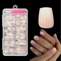 LuxusKollektion Kunstfingernägel Falsche Nägel Tips Set Französisch 120 Stück Weiß Gradient White Pink