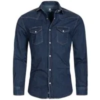 Rock Creek Jeanshemd Herren Jeanshemd Dunkelblau H-200A