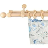 SN DECO GROUP Gardinenstange Giro, 2-läufig, Fixmaß, mit Bohren, verschraubt, Holzwerkstoff, 28 mm, Holz, verschiedene Längen und Farben, Komplettset