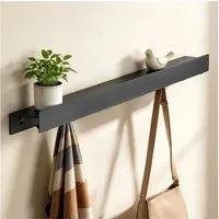 doporro Garderobenleiste Wandgarderobe Garderobenhaken 4/6/8 Haken mit Ablage aus Metall Stalo (8 St), Pulverbeschichtet mit Carbonstahl, 4/6/8 Haken Möglichkeiten