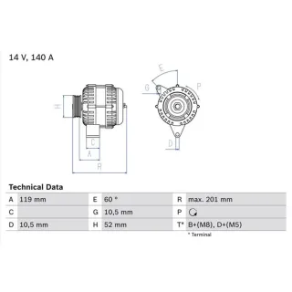 Bosch Lichtmaschine 140A Saab 9-3 9-5 0986046190