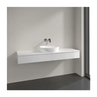 Villeroy und Boch Antao Waschtisch-Unterschrank L14050GF mit Beleuchtung, 2 Auszüge, 1600 x 190 x 500 mm, Front ohne Struktur, Glossy White Lacquer / Glossy White Lacquer