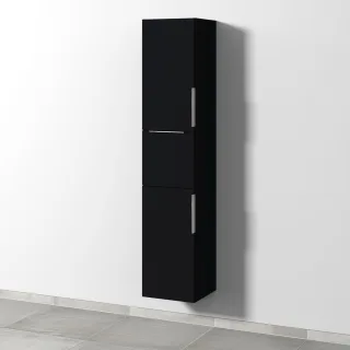 Sanipa 3way Hochschrank mit 2 Türen und 1 Auszug, Schwarz-Matt UF10208