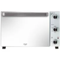 ADLER EUROPE Minibackofen AD 6027 Elektrobackofen mit Umluft, Drehspieß, Grillfunktion, Mini Backofen, Timer, Innenbeleuchtung 48 L weiß