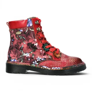 Laura Vita Gothic Victorian Floral Red Leather Schnürstiefel für Damen – Incaso-39