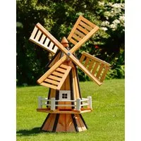 DSH DEKO SHOP HANNUSCH Gartenfigur Kleine Holzwindmühle – Höhe 77 cm