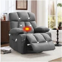 bosmiller Massagesessel Relaxsessel Elektrisch Fernsehsessel mit Liegefunktion (1-St), Oversize Massagesessel mit Wärmefunktion, grau