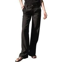 Freeman T. Porter Schlaghose Agatha Plain Linen black sommerlich leichte Hose