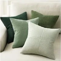 Topfinel Kissenbezug 40x40 4er set Kissenbezüge 50x50 Kordsamt mit Streifen deko Sofa, kissenbezug Hellgrün Farbverlauf Schlafzimmer Weich Hautfreundlich
