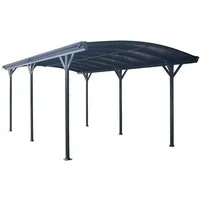 HOME DELUXE Einzelcarport Carport FALO, BxT: 300x505 cm, 240 cm Einfahrtshöhe, (inkl. Regenrinnen & Doppelstegplatten), UV-Schutz, Korrosionsbeständig I Aluminium Überdachung für Autos