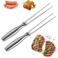 FOUORTUNATE-BEE Geschirr-Set 2er Set Edelstahl Fleischgabeln mit Griff für Grill & Küche (2-tlg), Robuste Tranchiergabeln aus Edelstahl für Fleisch & Braten