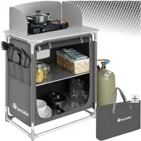 tectake Campingtisch Campingküche Premium mit Aluminiumgestell und 2 Fächern (1-St., 1 tlg), Sehr kompakt zerlegbare Aufbauküche mit Aluminiumgestell