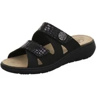 AFS-Schuhe 280897 Wechselfußbett Pantolette für Damen mit Keilabsatz, bequeme Sandalen aus Leder