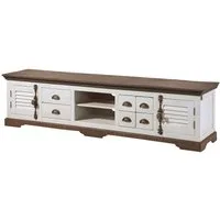 Massivmoebel24 TV-Board TOULOUSE (Massivholz), Mango 220x45x55 weiß lackiert TOULOUSE #109