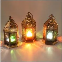 Casa Moro Windlicht Orientalisches Windlicht Nael Multi 3er Set bunt mit Reliefglas (Set, Dekoration in Minarette Form Wohn Deko), Ramadan Kerzenhalter Glas Teelichthalter WDL1030