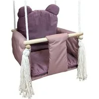 Pamek Einzelschaukel Suße Kinderschaukel Babyschaukel mit Gurt Schaukel Holz Geschenk, Dicke Metallringe zum aufhängen.