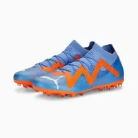 PUMA Future Match MG (für festen Boden/Kunstoberflächen) blau/orange Herren Fußballschuh
