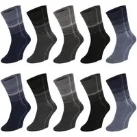 Chili Lifestyle Basicsocken Streifen Baumwollsocken Damen Herren Langsocken schwarz grau blau (Multipack, 10-Paar, 5 Farbdesigns) Weichbund ohne Gummidruck