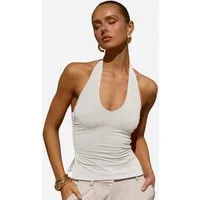 Imily Bela Tanktop Damen Halterneck Top mit freiem Rücken (Packung, 1-tlg., 1per-Pack) Seitenschlitze
