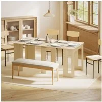 HOMCOM Klapptisch Esstisch, 3 Stufig Ausziehbar für bis 6 Personen, Küche (Ausziehbar Küchentisch, 1-St., Esstisch), für Wohnzimmer, Esszimmer, Küche, 60-180x85x75 cm, Naturholz