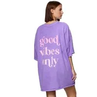 Worldclassca Longshirt Worldclassca Oversized VIBES Print T-Shirt lang Tee Sommer Oberteil Neue Kollektion - Stilvolle und gemütliche Mode für Damen