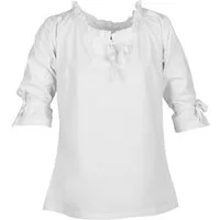 Battle Merchant Burgfräulein-Kostüm Mittelalter Bluse Birga mit 3/4 Arm, weiß L