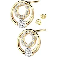 Limana Paar Ohrstecker kleine runde Ohrringe 925 Sterling Silber Gold vergoldet Frauen Damen (inkl. Schmuckbox), Geschenk Muttertag Weihnachten Ostern Geburtstag Schmuck für jeden Tag