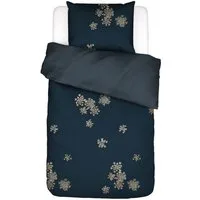 Essenza Bettwäsche Lauren Indigo Blue, Satin, 2 teilig, Blumen, Bärenklau, floral