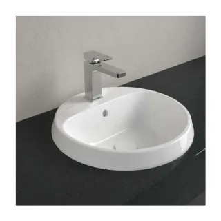 Villeroy und Boch Architectura Einbauwaschbecken 5A654501 d= 45cm, rund, mit Hahnloch, mit Überlauf, weiß