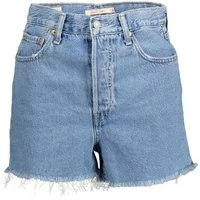 Levi's® 5-Pocket-Jeans Damen Jeansshorts in Blau – Fransen-Look mit 5 Taschen und Knöpfen