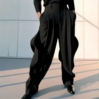 INCERUN Mens Pant Casual Chic Irregular Hem Pants for Fashion-forward Men Party Trousers