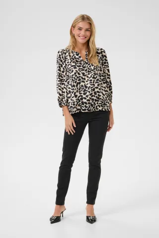 Langarm-Bluse Loose fit Brown Leopard