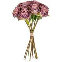 Kunstblume Rosen künstlicher Blumenstrauß in Trockenoptik Beere/Lila 35 cm Rose, matches21 HOME & HOBBY, Höhe 35 cm, 10er Bund Kunstblumen wie echt
