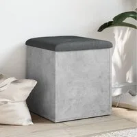 furnicato Truhenbank Sitzbank Betongrau 42x42x45 cm aus Holzwerkstoff mit Kissen, Stabile Aufbewahrungsbank mit Deckel und Stauraum für den Flur