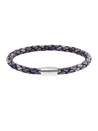 cai Armband Edelstahl Leder Marine 23cm