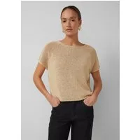 s.Oliver Kurzarmpullover Strickpullover Strickpullover im Relaxed Fit mit U-Boot-Ausschnitt
