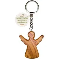 Kassis Geschenkartikel Schlüsselanhänger Schlüsselring mit Schutzengel aus Olivenholz Talisman Glücksbringer, Hergestellt in Bethlehem, Geschenk zu mehreren Anlässen