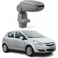 OMAC Armlehne Mittelarmlehne für Opel Corsa D 2006-2014 PU-Leder Grau, Langlebig,Multifunktional,Einfache Installation