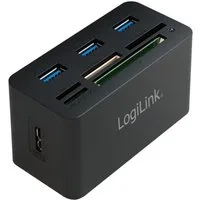 LogiLink Speicherkartenleser, USB 3.0 Hub mit All-in-One Card Reader bis 5 Gbit/s Multikartenleser