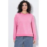 Ulla Popken Sweatshirt Sweatshirt Ringel Rundhals Langarm hinten länger