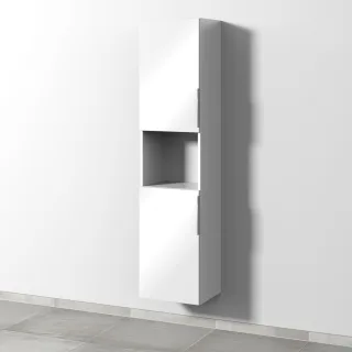 Sanipa 3way Hochschrank mit 2 Türen und 1 offenem Fach, Weiß-Glanz UF11678