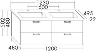 Burgbad Keramik Waschtisch-Set Sys30 PG3 Diago Grau Matt/Schwarz Matt, SFOM123F3356C0038 SFOM123F3356C0038