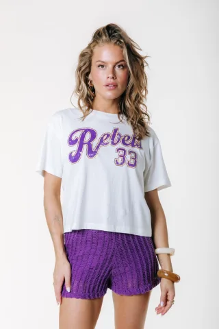 Colourful Rebel - Rebels 33 Cropped Loosefit Tee Off white - Gr. - L