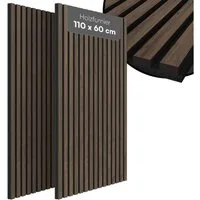 Bellamio Wandpaneel Kilwa, Akustikpaneel Holzoptik, BxL: 60x110 cm, 0,66 qm, (Walnuss, 2-tlg) 3D Lamellenwand schallabsorbierend, in verschiedenen Größen verfügbar