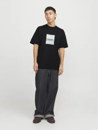 JACK&JONES - JORVESTERBRO NEWTON BOXFRONT TEE SS BF black - Gr. - S