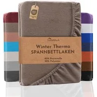 NatureMark Spannbettlaken Winter Thermo Fleece Spannbetttuch, 80% Baumwolle und 20% Polyester, Gummizug: rundum, (1 Stück), 120 x 200 cm - Sand