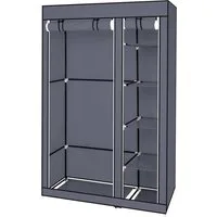 HT Kleiderschrank mit Vliesstoff und Aufhängestange, 106x44x170cm Tragbarer Kleiderschrank, schnell und einfach zu montieren