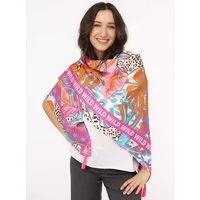 Zwillingsherz Modetuch Viereck "Wild Dschungel", mit Leoparden und Tasseln