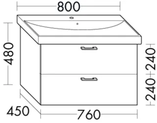 Burgbad Waschtischunterschrank Sys30 PG3 Diago 480x760x450 Dunkelgrau Matt, WVPY076F3357 WVPY076F3357