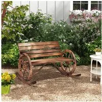 Outsunny Schaukelstuhl Schaukelbank aus Holz, Schwingbank mit Armlehne, 2 Sitzer (Holzbank, 1 St), bis 240 kg belastbar, Verkohlt, 105 x 88 x 74 cm